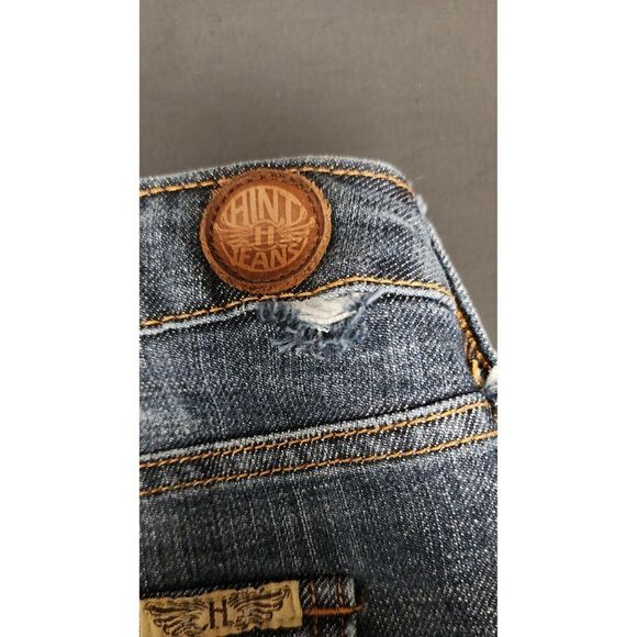 Hint Jeans Distressed Hem & Pockets Wipe Leg Cropped Capris Size 9 - Picture 7 of 11